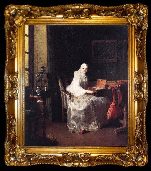 framed  jean-Baptiste-Simeon Chardin The Canary, ta009-2